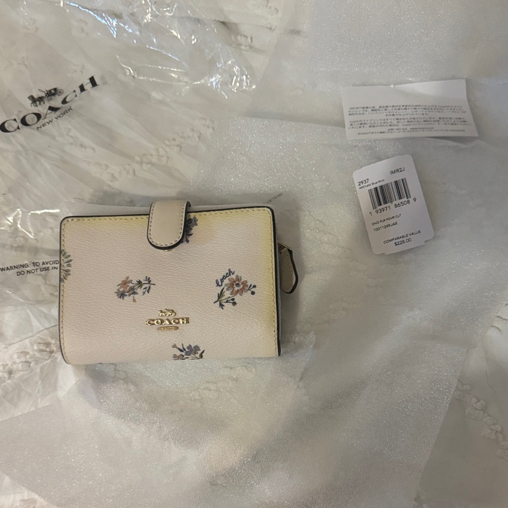 Coach Cream Wallet with Floral Design